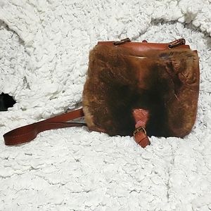 Patricia nash leather and rabbit fur purse